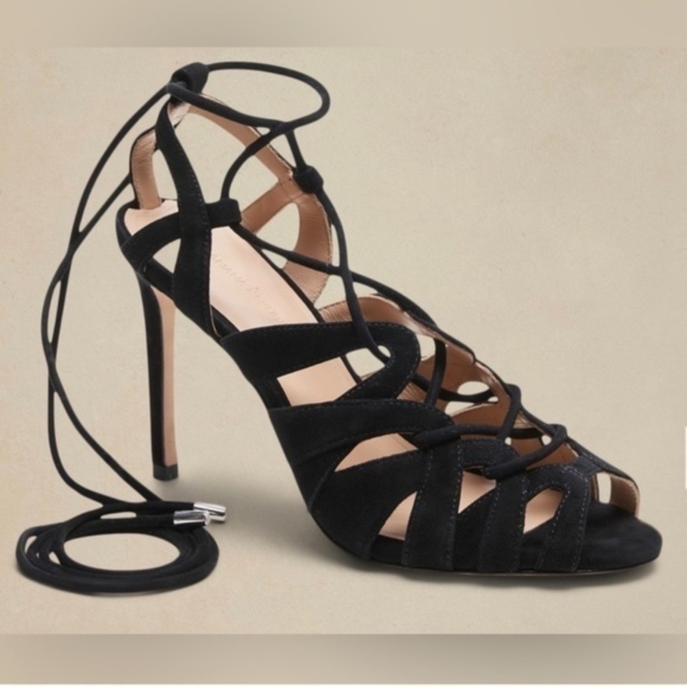 BANANA REPUBLIC JENE SUEDE leather HEEL in black size 8.5